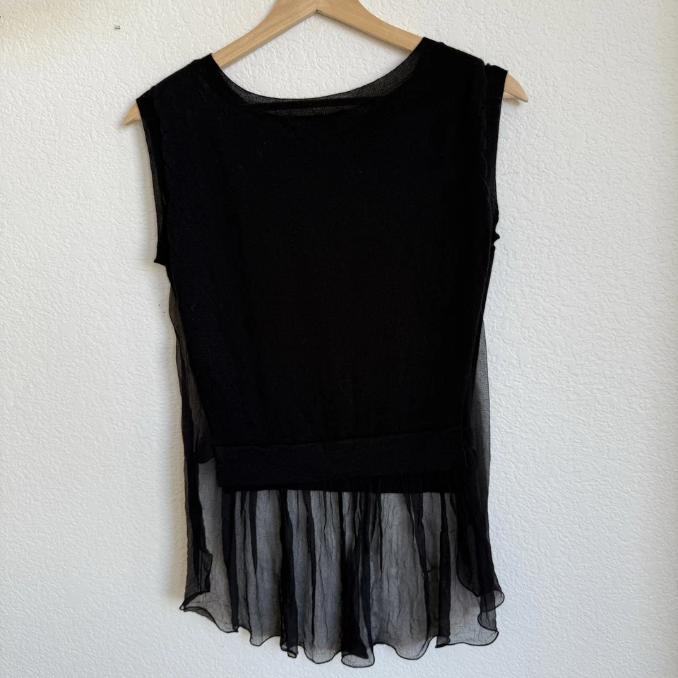 Camiseta sin mangas Nina Ricci negra fina de seda de cachemir talla grande talla M/L Foto 4 de 4