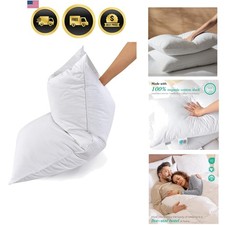 White Goose Feather Cotton Pillows King Size Set of 2 - Soft 600 Thread Cou...
