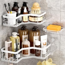 MAXIFFE 3-Pack X-Large Corner Shower Caddy w/ Soap Holder, Steel, No Drill