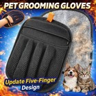 2x Five-Finger Pet Hair Removal Glove For Dogs Cats Dual-Sided Lint Clean Tool
