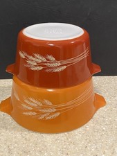 PYREX Cinderella Nesting Mixing Bowl Rust Golden Harvest Wheat #474-B 1.5L