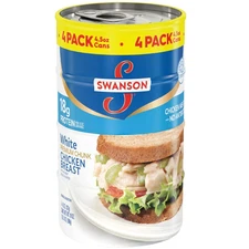 (4 Pack) Swanson White Premium Chunk Canned Chicken Breast in Water, 4.5 Oz