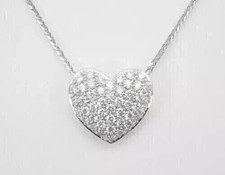 14K White Gold Plated Round Cut Lab Created Diamond 2 Ct Heart Pendant Necklace