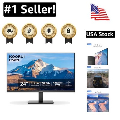 Ultra-Slim 24-Inch Full HD Monitor - 3000:1 Contrast with Flicker-Free Tech