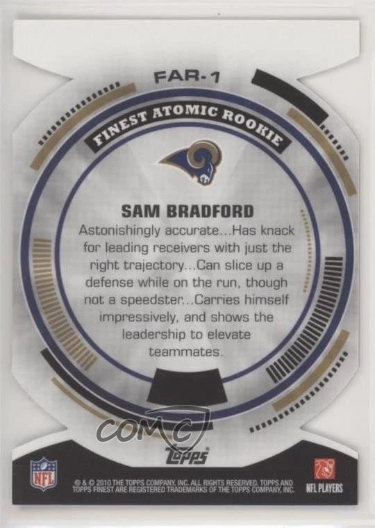 2010 Topps Finest Finest Atomic Rookie Sam Bradford #FAR-1 RC - Image 2 of 2