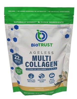 BioTRUST Multi Collagen Vanilla Powder Hair Skin Nails Joint Support BB 03/2027