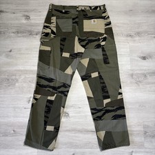 CARHARTT WIP Double Knee Pant Camo Men’s Duck Canvas 36x32 Relaxed High Quality