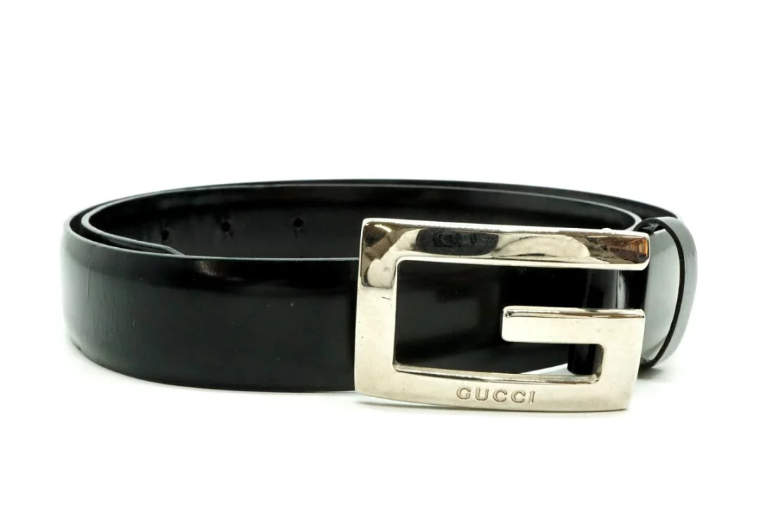 Gucci 75/30 G Logo Buckle Narrow Belt 036 1406 1004 Patent Leather *Uko8946