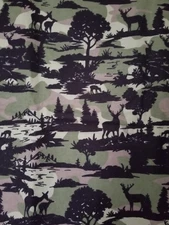 Joann Cotton Flannel Fabric CAMO  With  Deer In The Forest in Black  42" X 42"