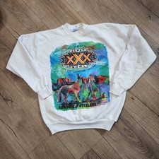 Vintage 1996 Super Bowl XXX Sweatshirt Mens L Cowboys vs Steelers Hanes White