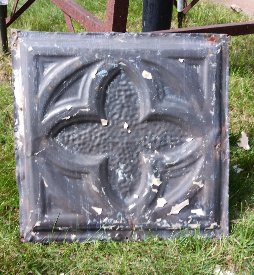 Antiguo techo gótico victoriano azulejo de hojalata lona Shabby Chic trébol cuadrilátero Foto 2 de 4