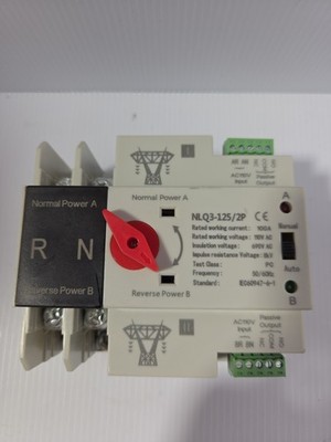 100A Automatic Transfer Switch, 110V AC Dual Power Generator Switch, 35mm Din Ra