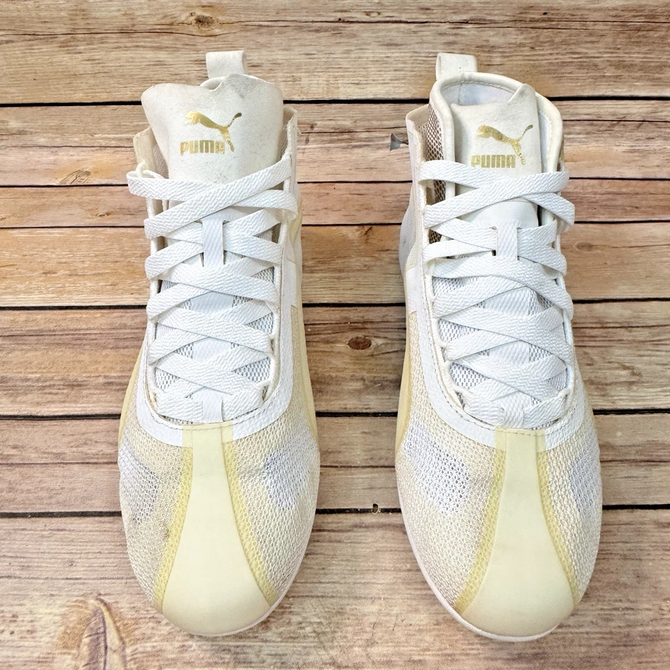 Puma Womens Eskiva EV White Gold High Top Lace Up Sneakers 7 Boxing Shoes - Image 3 of 4