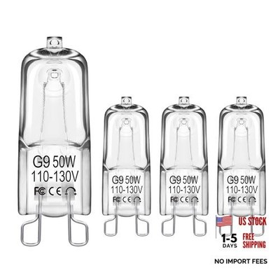 G9 50W Halogen Light Bulbs, T4 JCD Type 4 Pack 120V 50W G9 Bulb Warm White