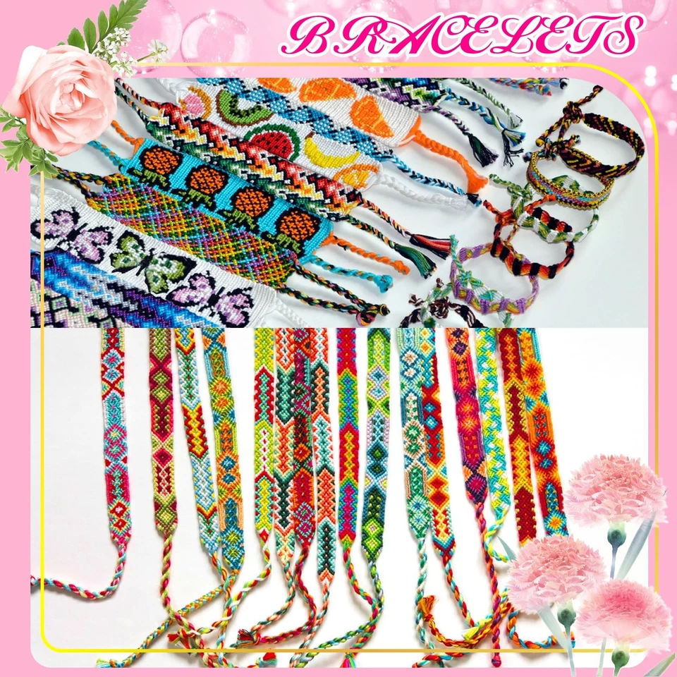 Friendship Bracelet String 50 Skeins Fashionable Rainbow Color Embroidery Flo... - Image 3 of 4