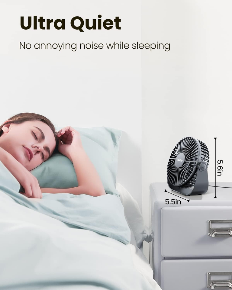 USB Desk Fan, 3 Speeds with Strong Airflow, 5.5 Inch Quiet Small ...