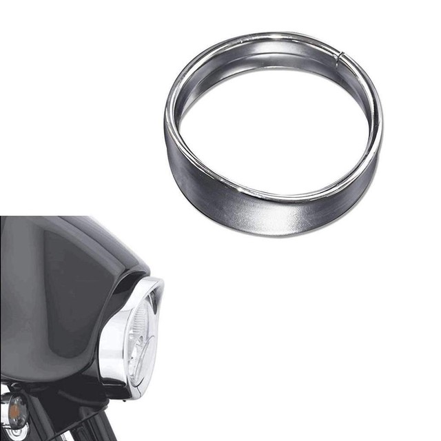 Eagle Lights 7" Chrome Frenched Headlight Trim Ring w Visor for Harley