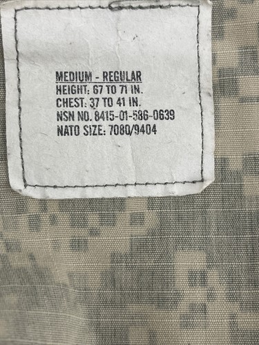 US Army Combat Uniform Mens Coat M Regular Jacket SPM1C1 Camo Digital - Picture 11 of 12