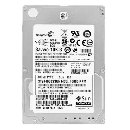 Disque Dur Sun 541-4283-01 390-0448-04 146GB SAS 10K ST914603SSUN146G 2,5''
