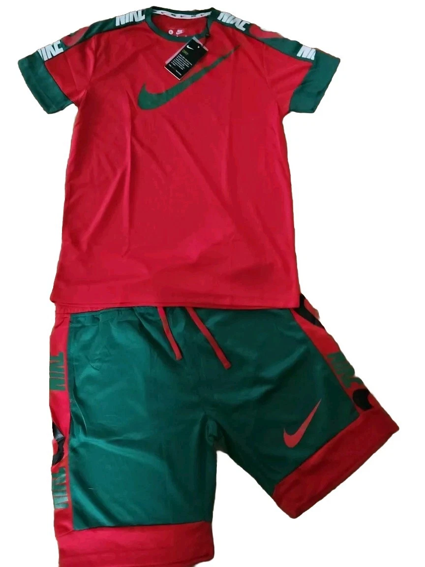 NIKE MEN'S SWOOSH MESH SET DRY FIT SHORTS & T SHIRT SIZE Medum (32×9) Fitted Top
