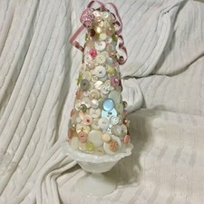 Handcrafted Victorian Style Old Fashion Button Christmas Tree Table Topper/Decor