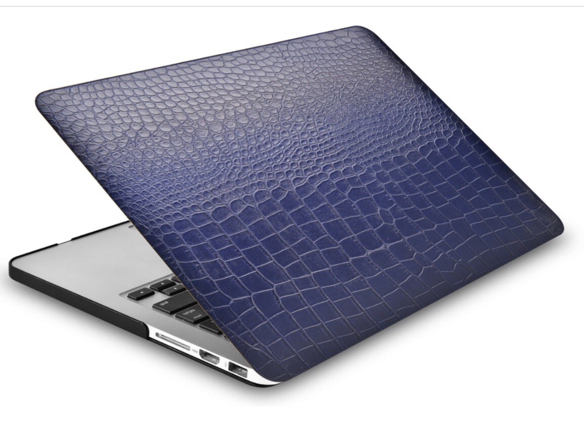 Apple  MacBook Pro 13" Hard Shell Case & Keyboard Cover Blue Leather Crocodile