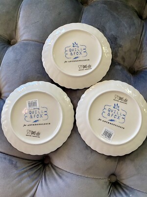 Rare Anthropologie Quill & Fox Noel Canapé Plates Santas Gifts