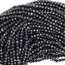 Natural Faceted Black Spinel Round Beads Gemstone 15.5" Strand 2mm 3mm 4mm