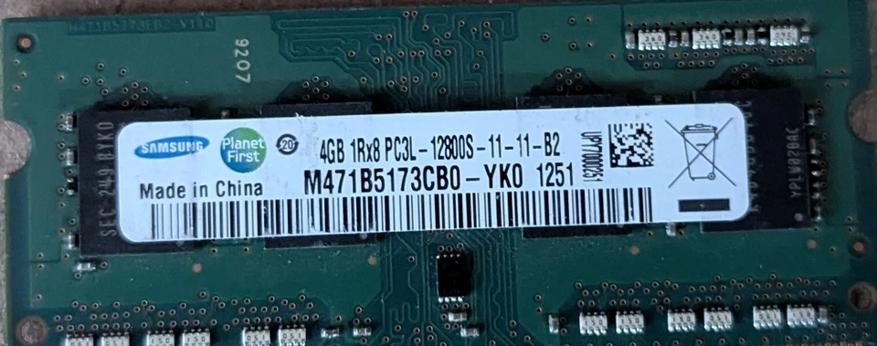 4X SAMSUNG 4GB PC3L-12800S DDR3 1600MHZ LAPTOP MEMORY M471B5173CB0-YK0 N6-4(6) - Image 3 of 3