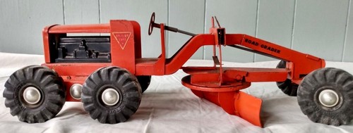 VTG NY Lint Road Grader Steel Construction Toy 19" Original Paint Rubber Tires