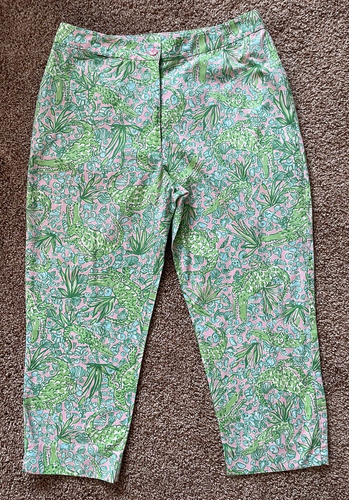 Lilly Pulitzer Pants Women's 6P Capri Alligators Sea Shells Cotton & Spandex
