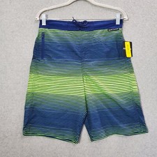 Body Glove Boys Swimwear XL Blue Striped Trunks Built In Brief 50 UPF NWT