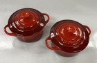Le Creuset Cerise Red Ombre Round Mini Cocotte Stoneware Dutch Oven 2Pk