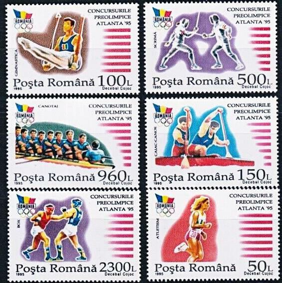👉 ROMANIA 1995 PRE-OLYMPICS MNH SPORTS, ROWING, BOXING, FENCING