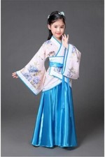 Kids Girls Hanfu tang dynasty dance costume dress fairy traditional chinese
