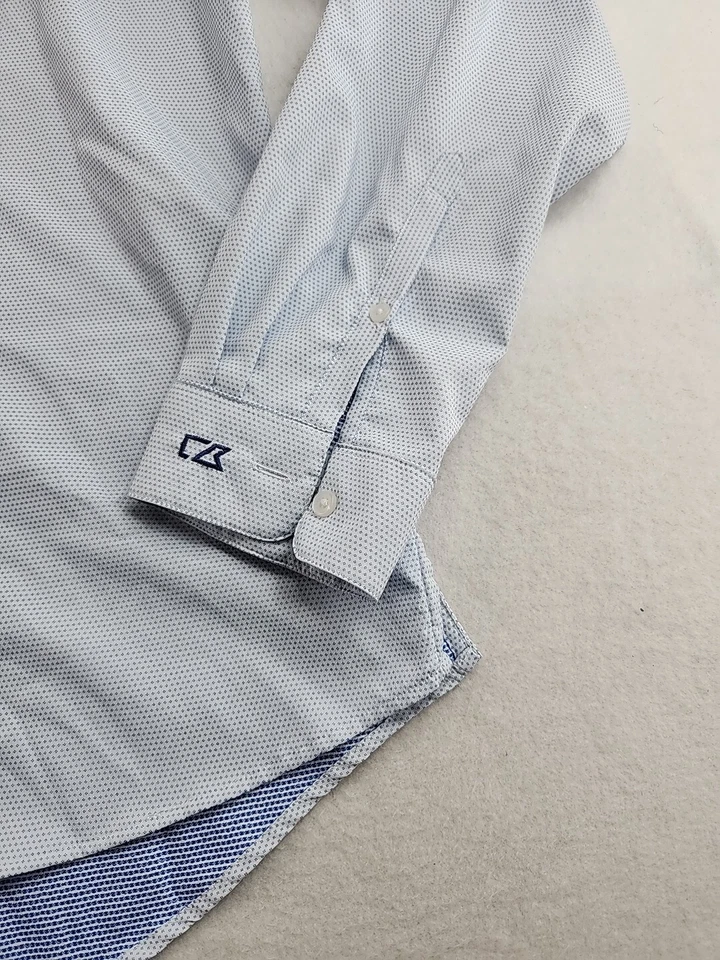 Женская рубашка с логотипом Cutter & Buck Alliant размер XL синяя клетчатая с длинным рукавом из полиэстера - Изображение 2 из 4