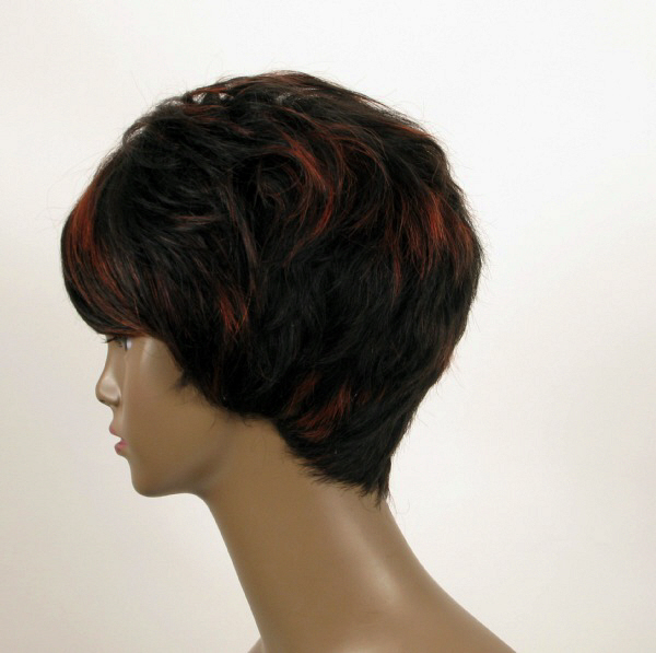 Perruque afro courte cheveux naturels souples avec reflets rouges WHIT 07