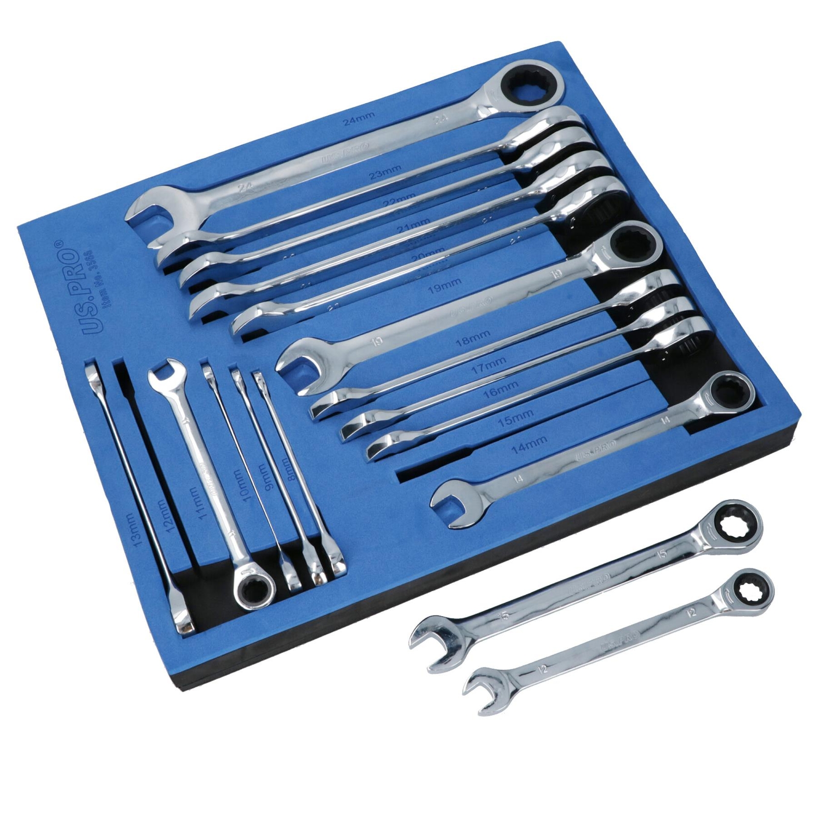 17pc Metric Gear Ratchet Combination Spanner Wrench 72 Teeth 8 – 24mm