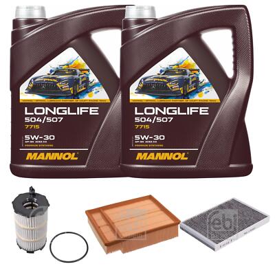 FEBI BILSTEIN Inspektionspaket 10L MANNOL Longlife 504/507 5W-30 für Audi A4