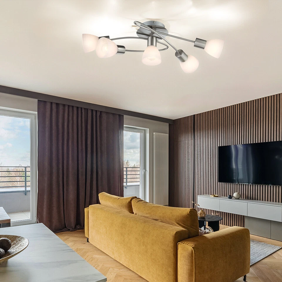 Lampada Da Soffitto Lampada Da Salotto Lampada Da Cucina Vetro Argento L 61 Cm - Immagine 4 di 4