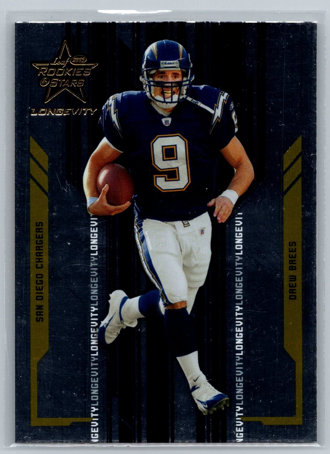 2005 Leaf Rookies Stars Drew Brees #80 Longevity Foil SP Football Card Chargers