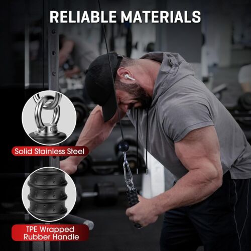 LAT Pulldown Bar Attachments for Pulley Cable Machine, Single D-Handle Tricep - Picture 2 of 7