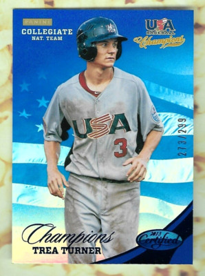 TREA TURNER 2013 PANINI CERTIFIED USA BLUE SP ROOKIE RC CARD #'D /299 MLB STAR!