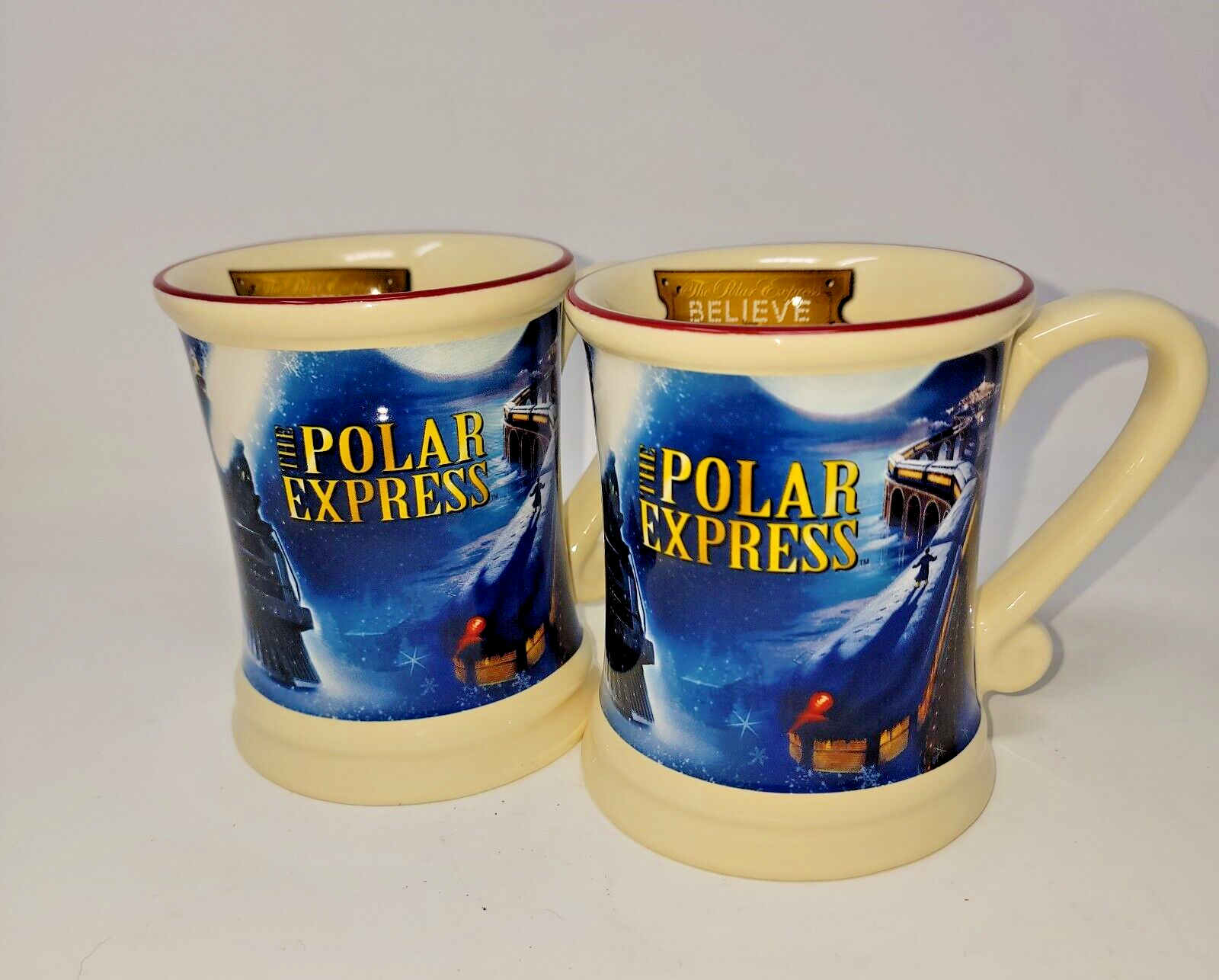 Polar Express 3D Ceramic Coffee Mug Set of 2 Movie Themed Believe Gift