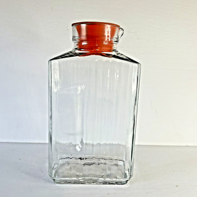VTG Anchor Hocking Refrigerator 2 Qt Juice Carafe Glass Jug Rubber Stopper READ