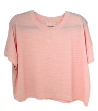 All in motion Women's Short Sleeve Back Slit Textured Top - Heathered Orange XXL