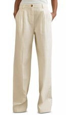 Reiss women's Astrid Wide Leg Pleat Front Pants - size 6 /10 UK - White