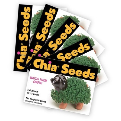 Chia Seed Packet, 5 Count (Chia pet not Included) 5 Count, Green 