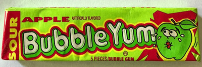 Nabisco Lifesavers Bubble Yum Sour Apple Bubble Gum 5 Piece