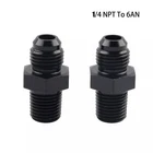 2Pcs 1/4" NPT to 6AN Fitting Male Straight Fittings Adapter Aluminum Black